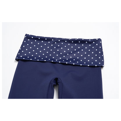 Contrast Foldover Waist Capri Leggings