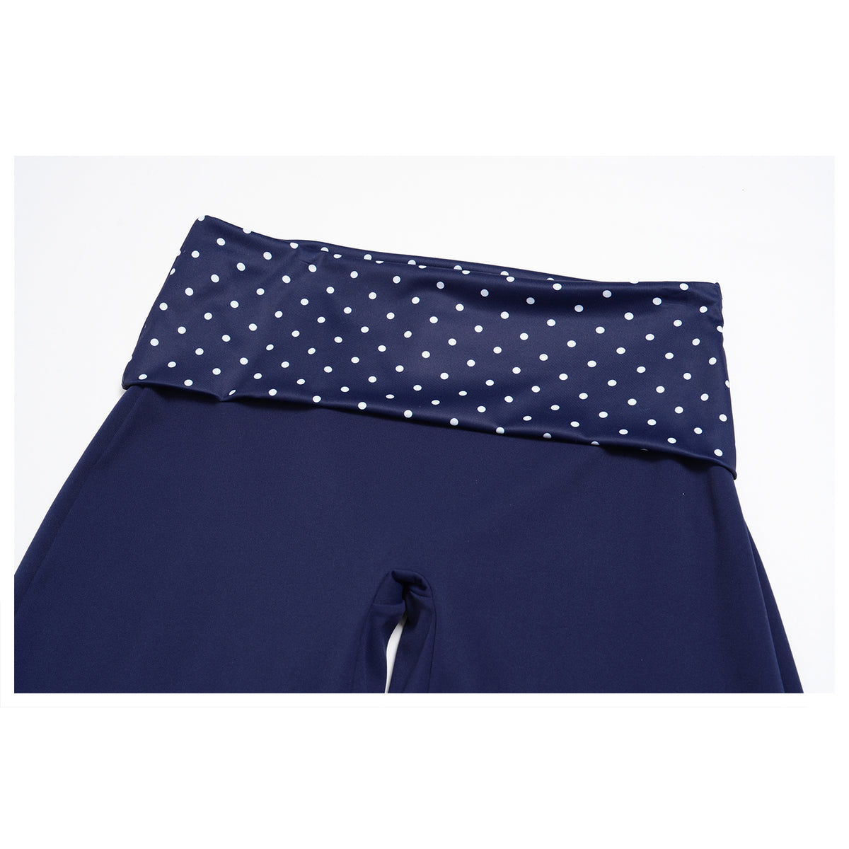 Contrast Foldover Waist Straight Leggings