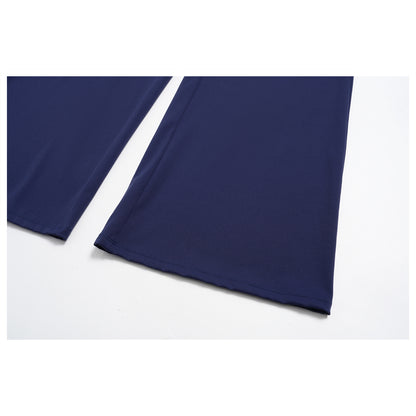 Contrast Foldover Waist Straight Leggings