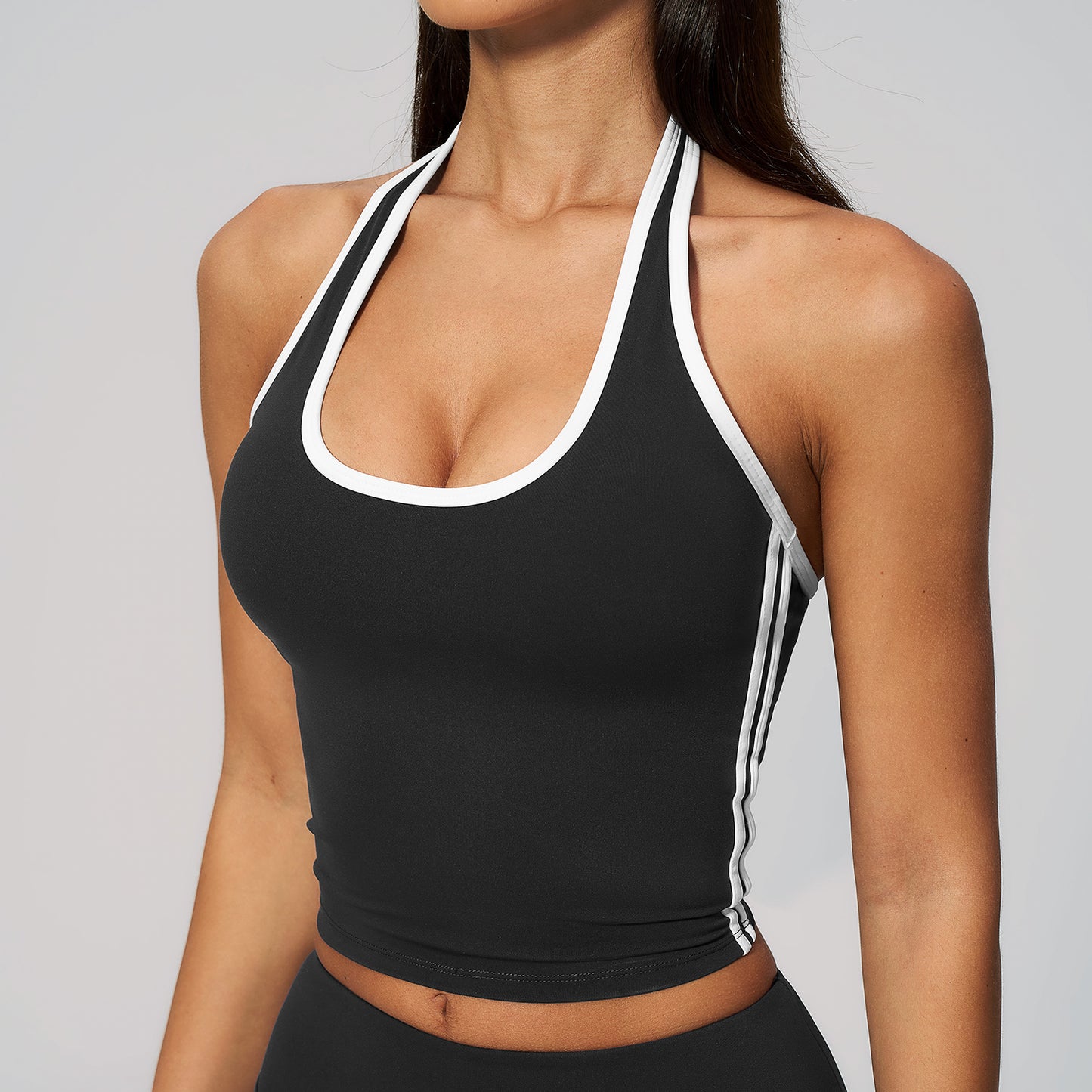 Halter Neck Contrast Trim Tank