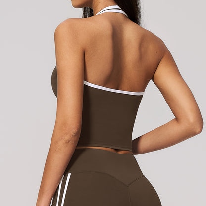 Halter Neck Contrast Trim Tank