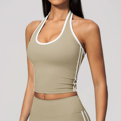 Halter Neck Contrast Trim Tank