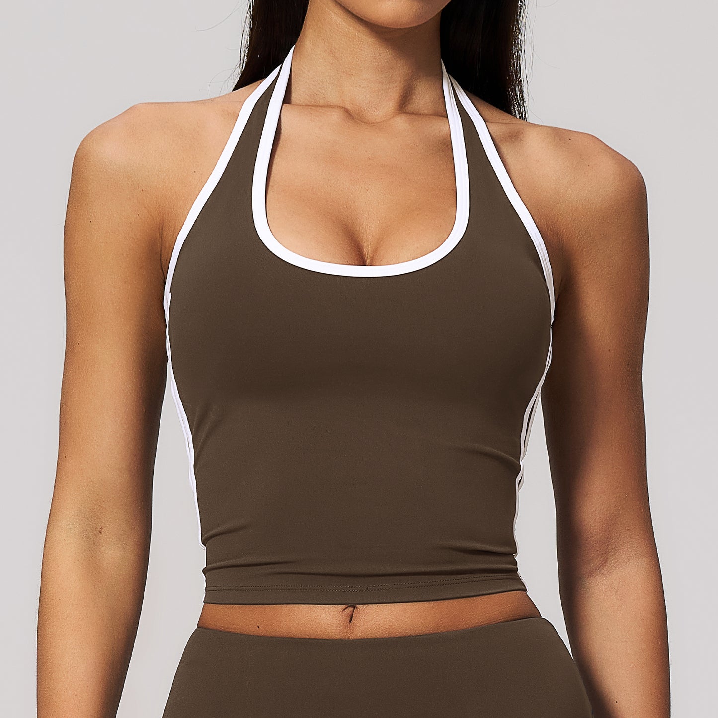 Halter Neck Contrast Trim Tank