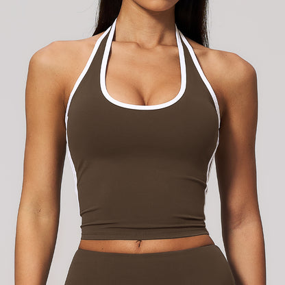 Halter Neck Contrast Trim Tank
