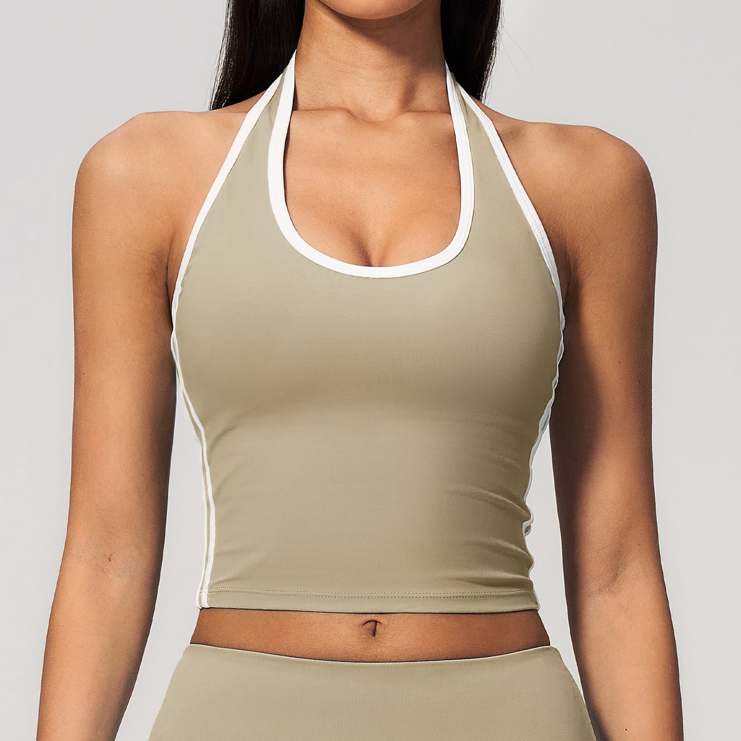 Halter Neck Contrast Trim Tank