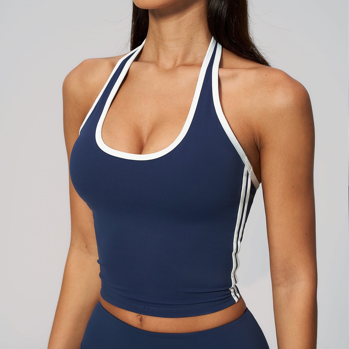 Halter Neck Contrast Trim Tank