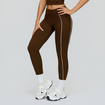 Contrast-Stitch Mid-Rise Sculpting Leggings
