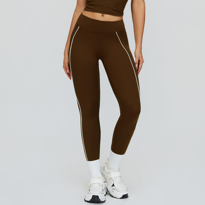 Contrast-Stitch Mid-Rise Sculpting Leggings