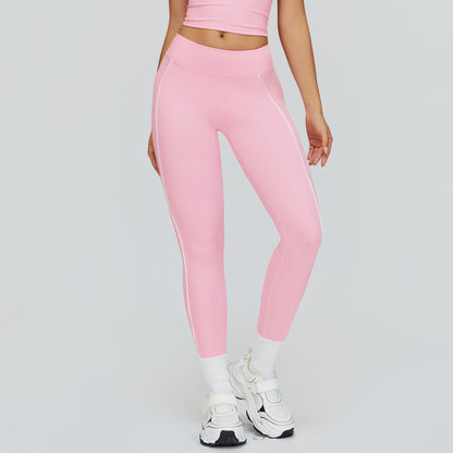 Contrast-Stitch Mid-Rise Sculpting Leggings