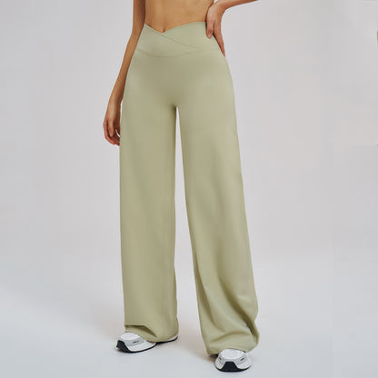 Cross V-Waist Straight-Leg Active Pants