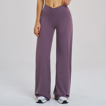Cross V-Waist Straight-Leg Active Pants