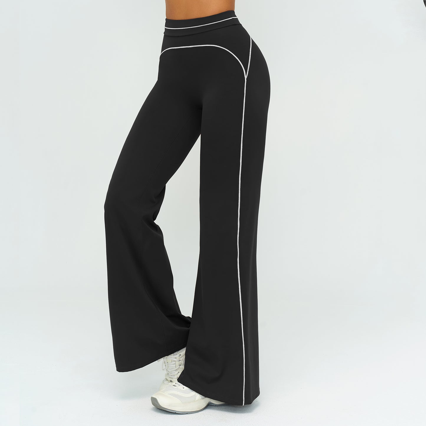 Contrast-Stitch Straight Leggings