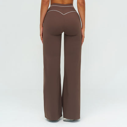 Contrast-Stitch Straight Leggings