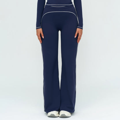 Contrast-Stitch Straight Leggings