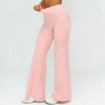 Contrast-Stitch Straight Leggings