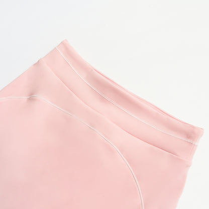 Contrast-Stitch Straight Leggings