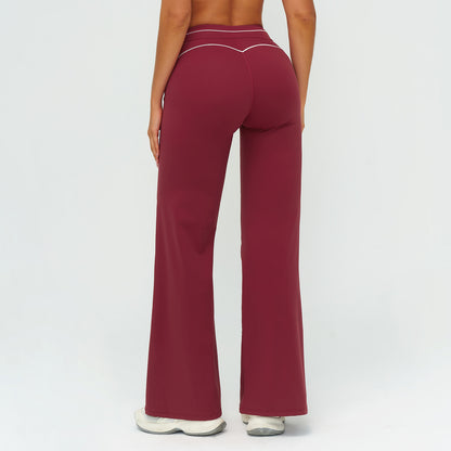 Contrast-Stitch Straight Leggings