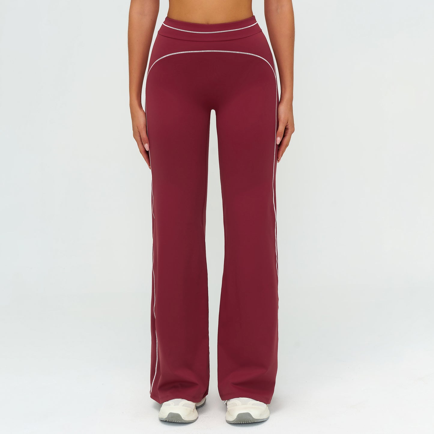 Contrast-Stitch Straight Leggings
