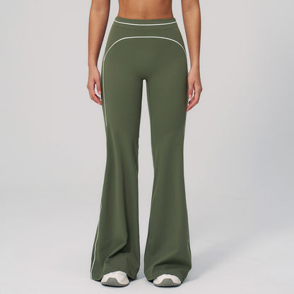 Contrast-Stitch Straight Leggings