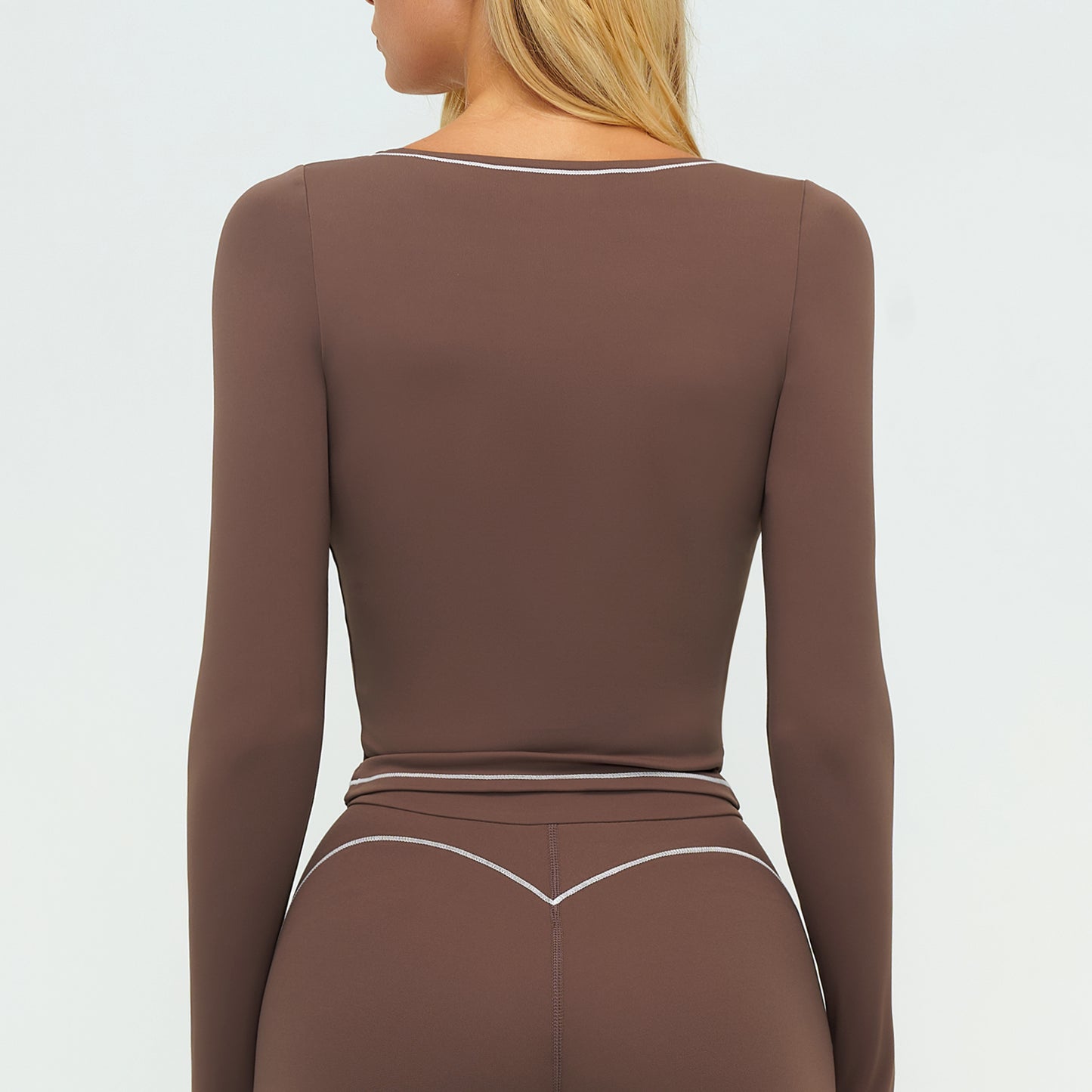Contrast-Stitch Long-Sleeve Top