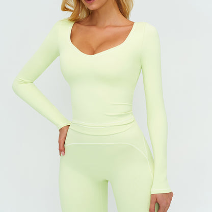 Contrast-Stitch Long-Sleeve Top