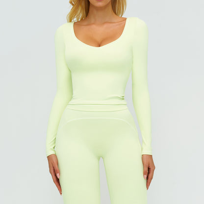 Contrast-Stitch Long-Sleeve Top
