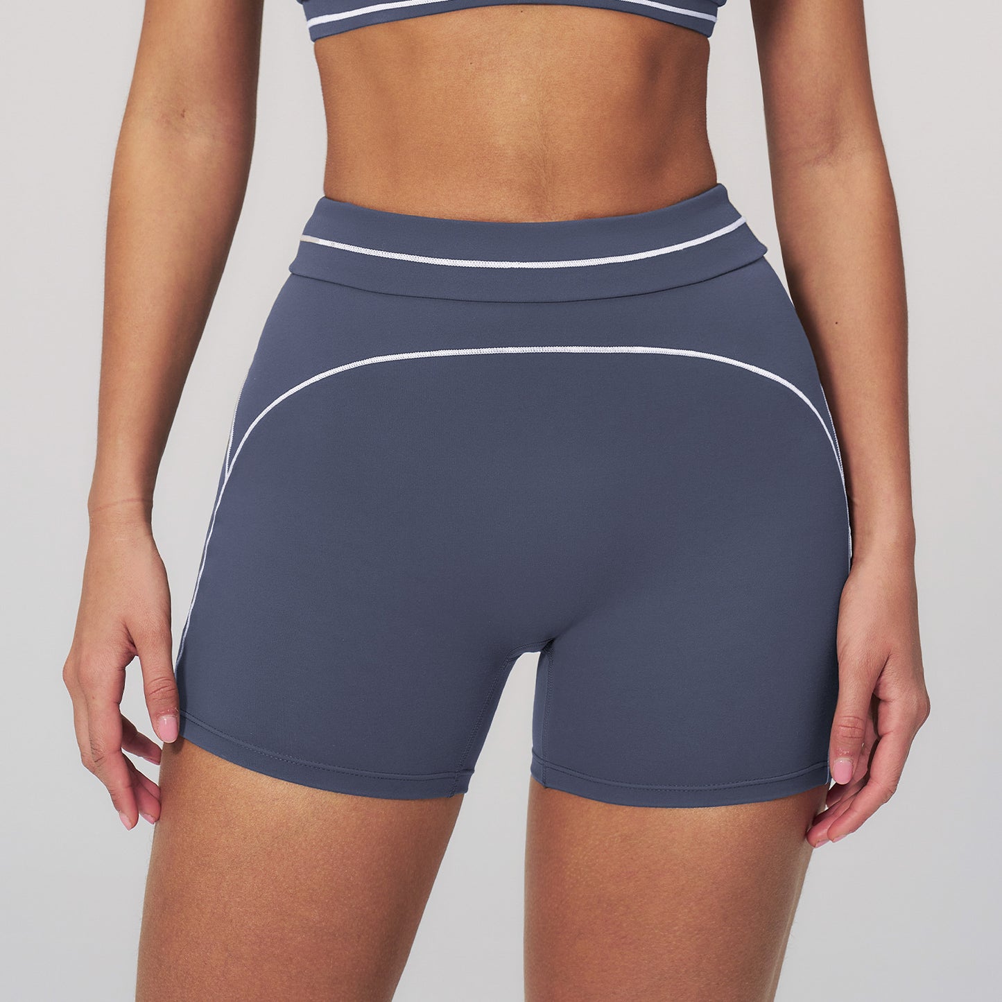 Contrast-Stitch Fitness Shorts