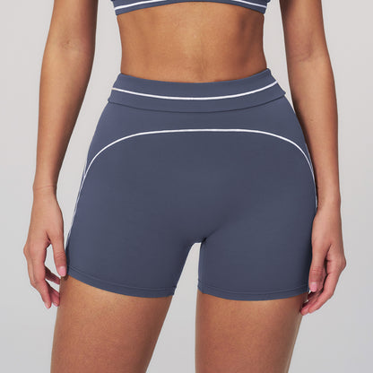 Contrast-Stitch Fitness Shorts