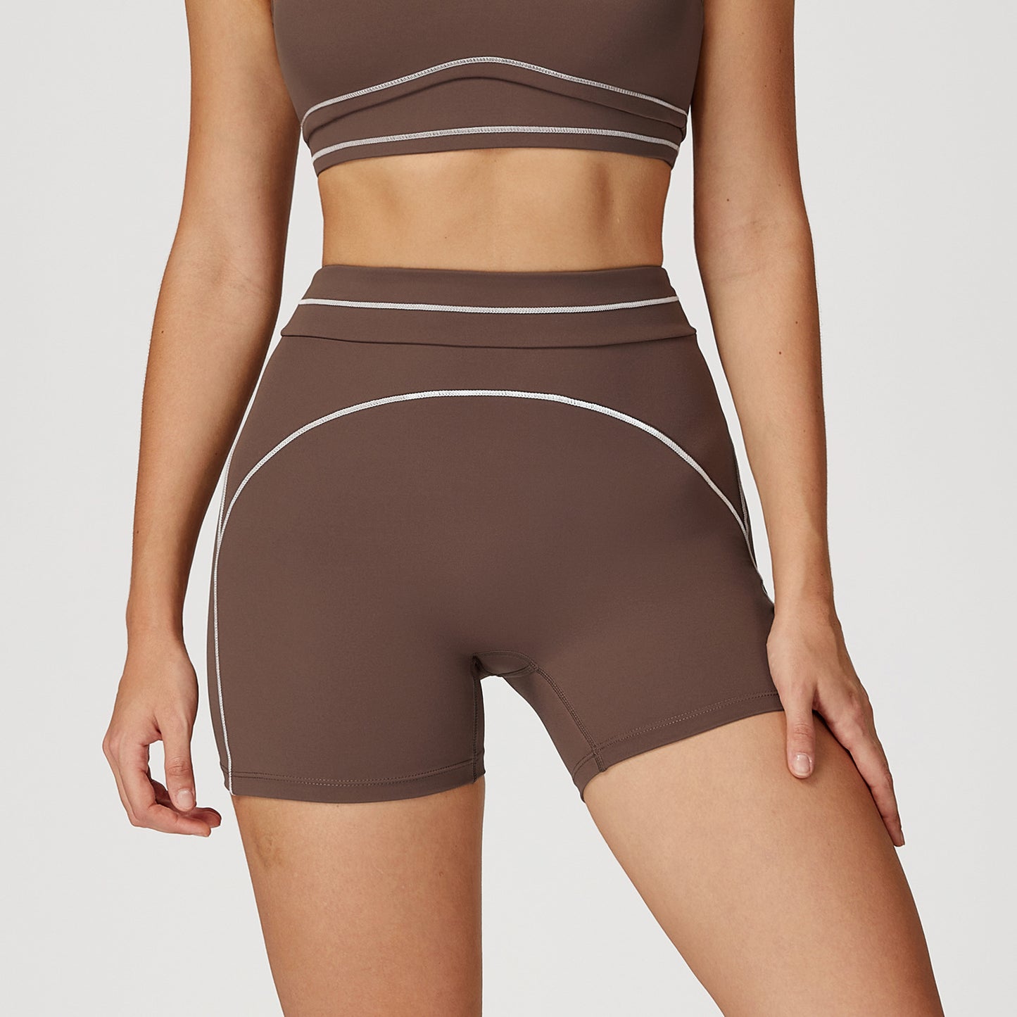 Contrast-Stitch Fitness Shorts