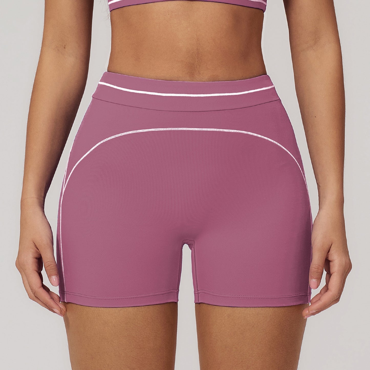 Contrast-Stitch Fitness Shorts