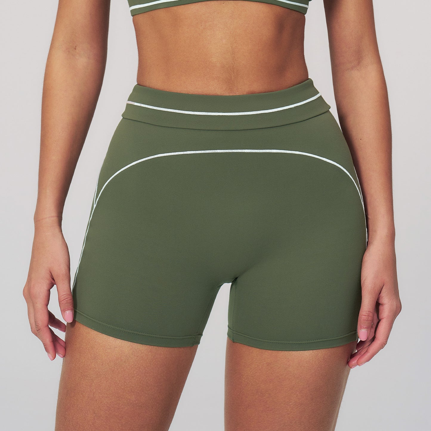 Contrast-Stitch Fitness Shorts