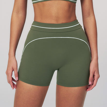Contrast-Stitch Fitness Shorts