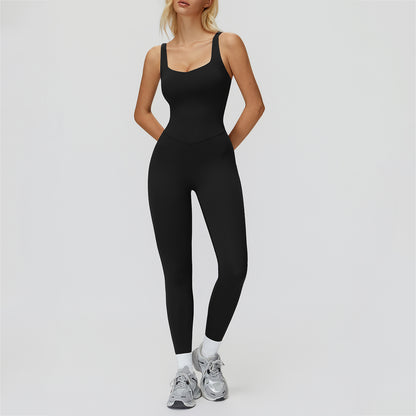 Cross-Back Open-Back Flare Jumpsuit