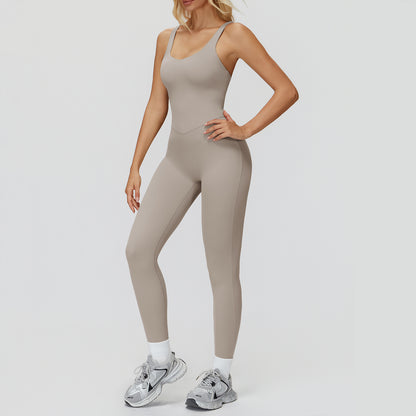 Cross-Back Open-Back Flare Jumpsuit