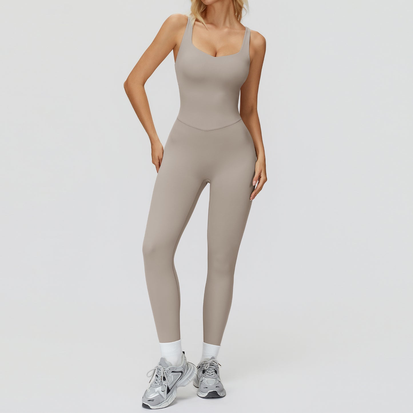Cross-Back Open-Back Flare Jumpsuit