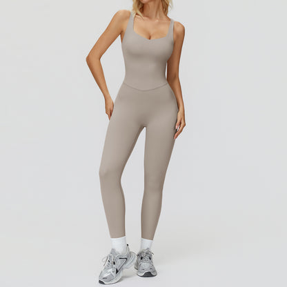Cross-Back Open-Back Flare Jumpsuit
