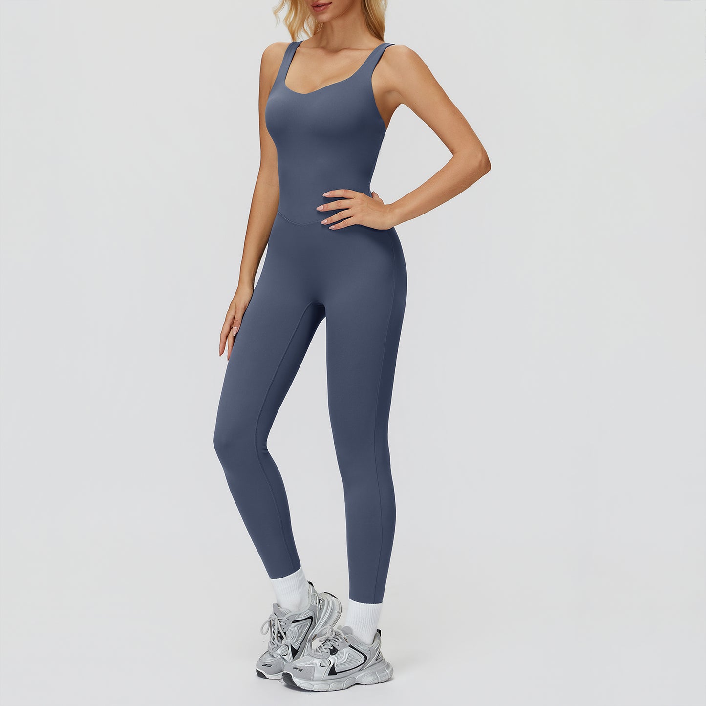 Cross-Back Open-Back Flare Jumpsuit