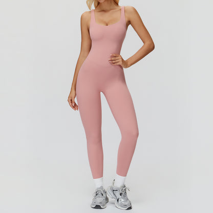 Cross-Back Open-Back Flare Jumpsuit