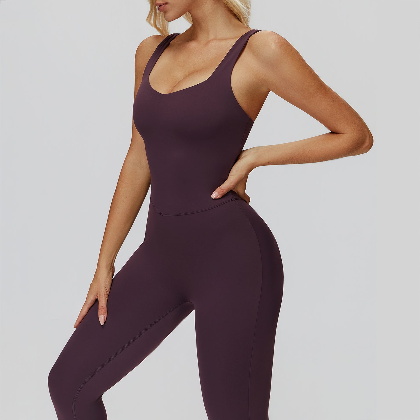 Cross-Back Open-Back Flare Jumpsuit