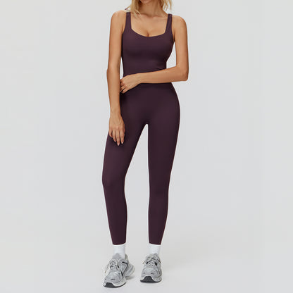 Cross-Back Open-Back Flare Jumpsuit