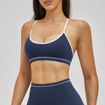 Contrast Stitch Cross-Back Sports Bra