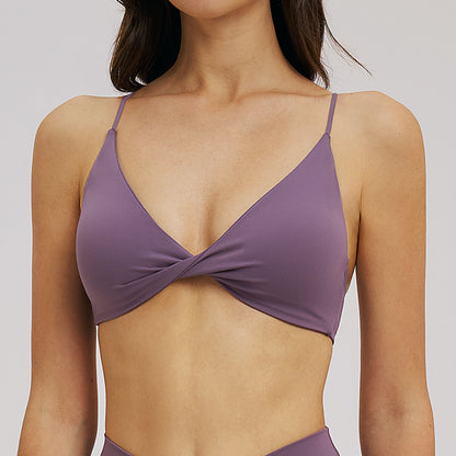 Deep V Front-Twist Fitness Bra