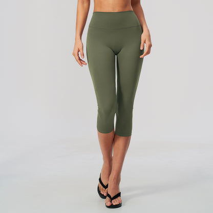 High-Waist Knee-Length Capri Leggings