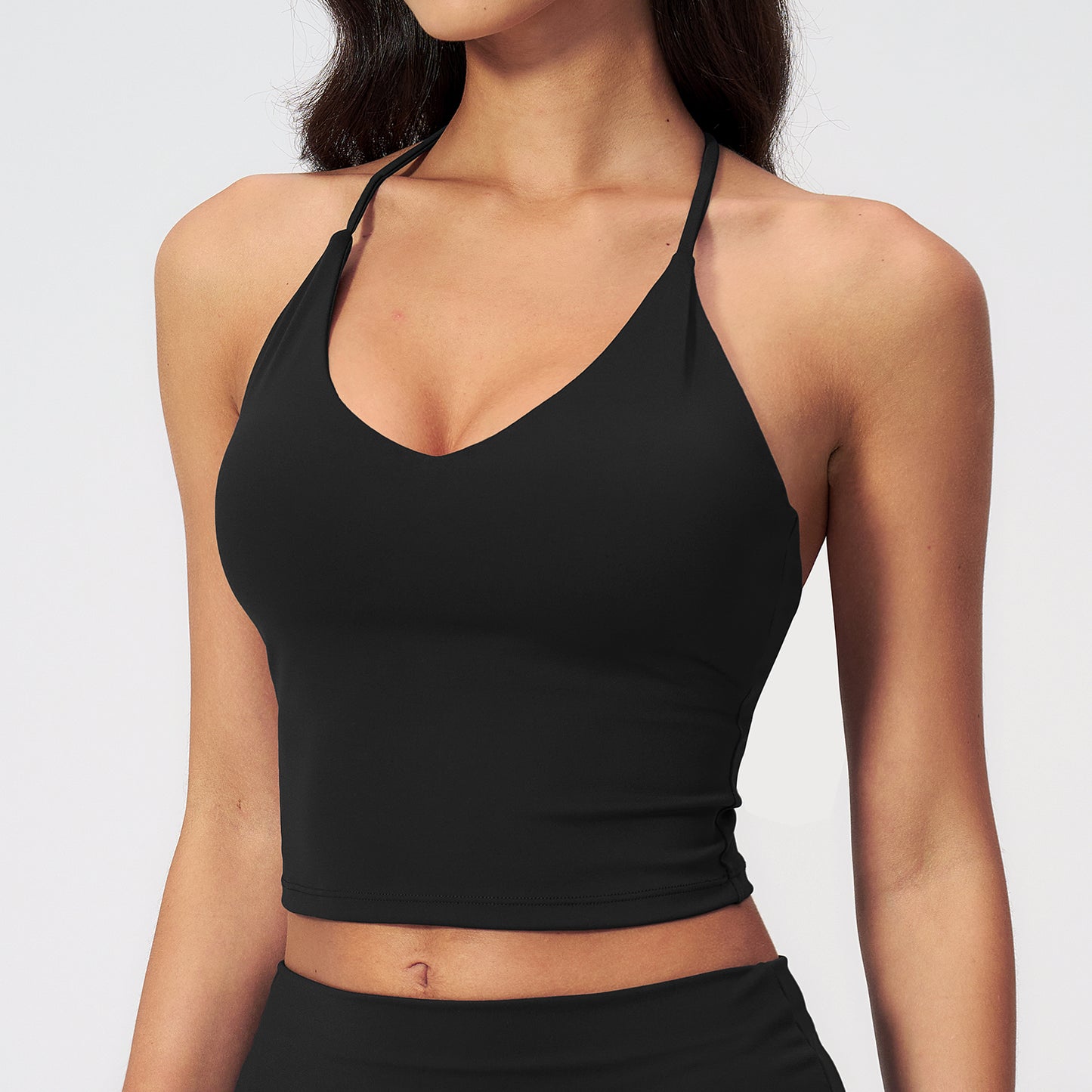 Padded V-Neck Halter Tank Top