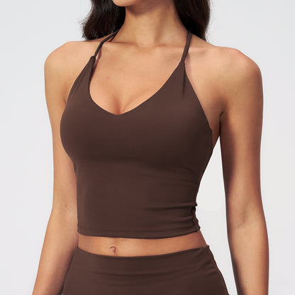 Padded V-Neck Halter Tank Top