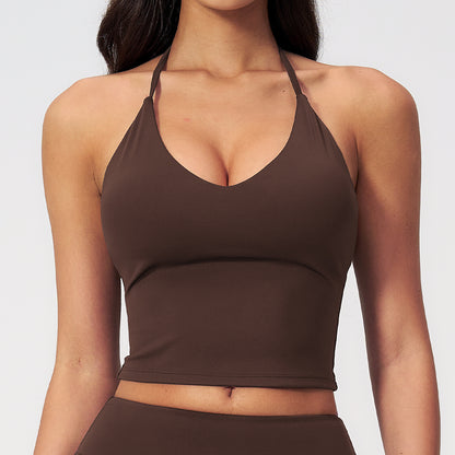 Padded V-Neck Halter Tank Top