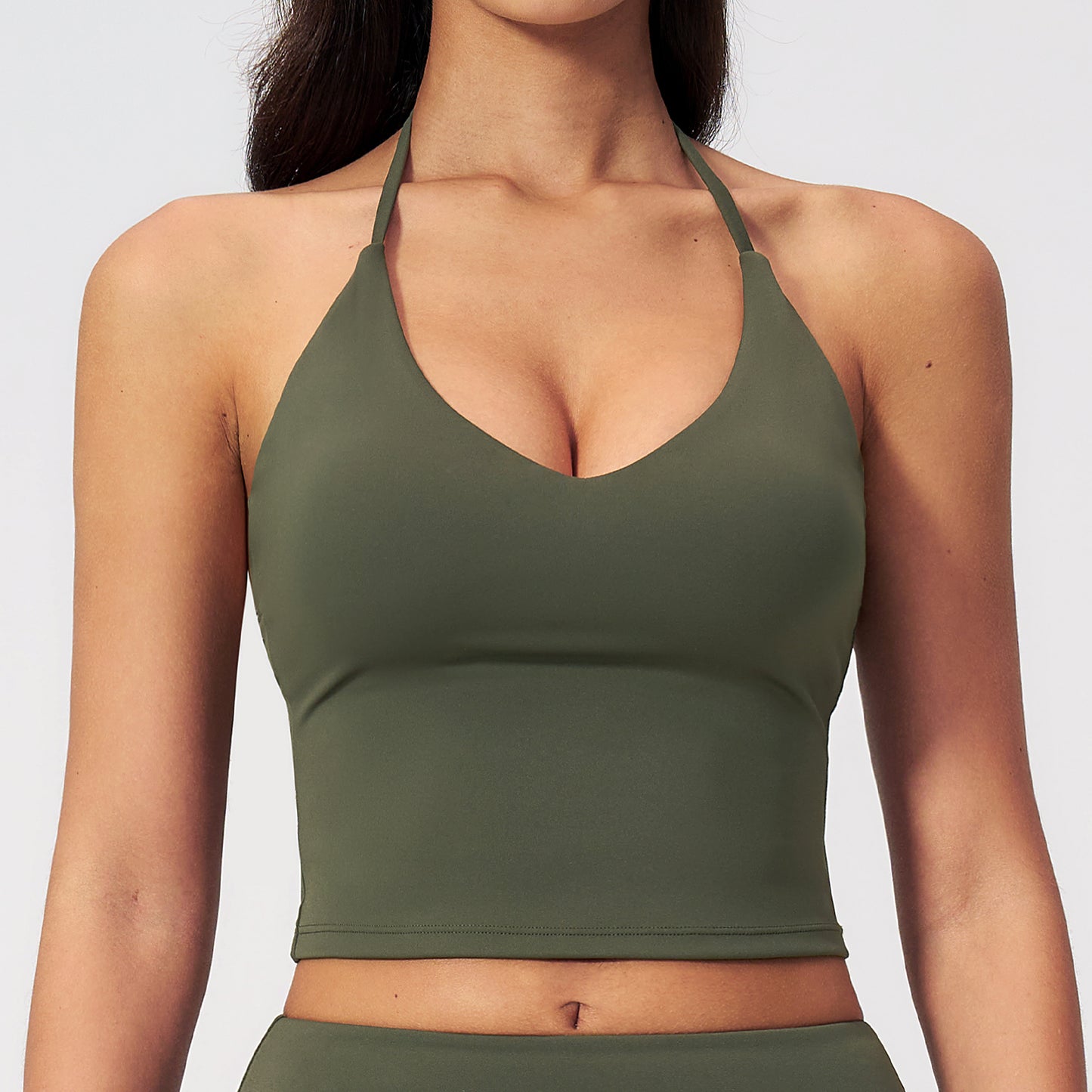 Padded V-Neck Halter Tank Top