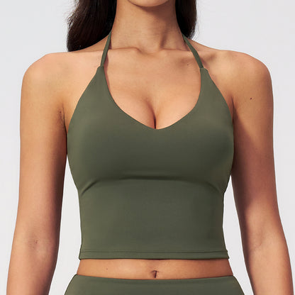 Padded V-Neck Halter Tank Top