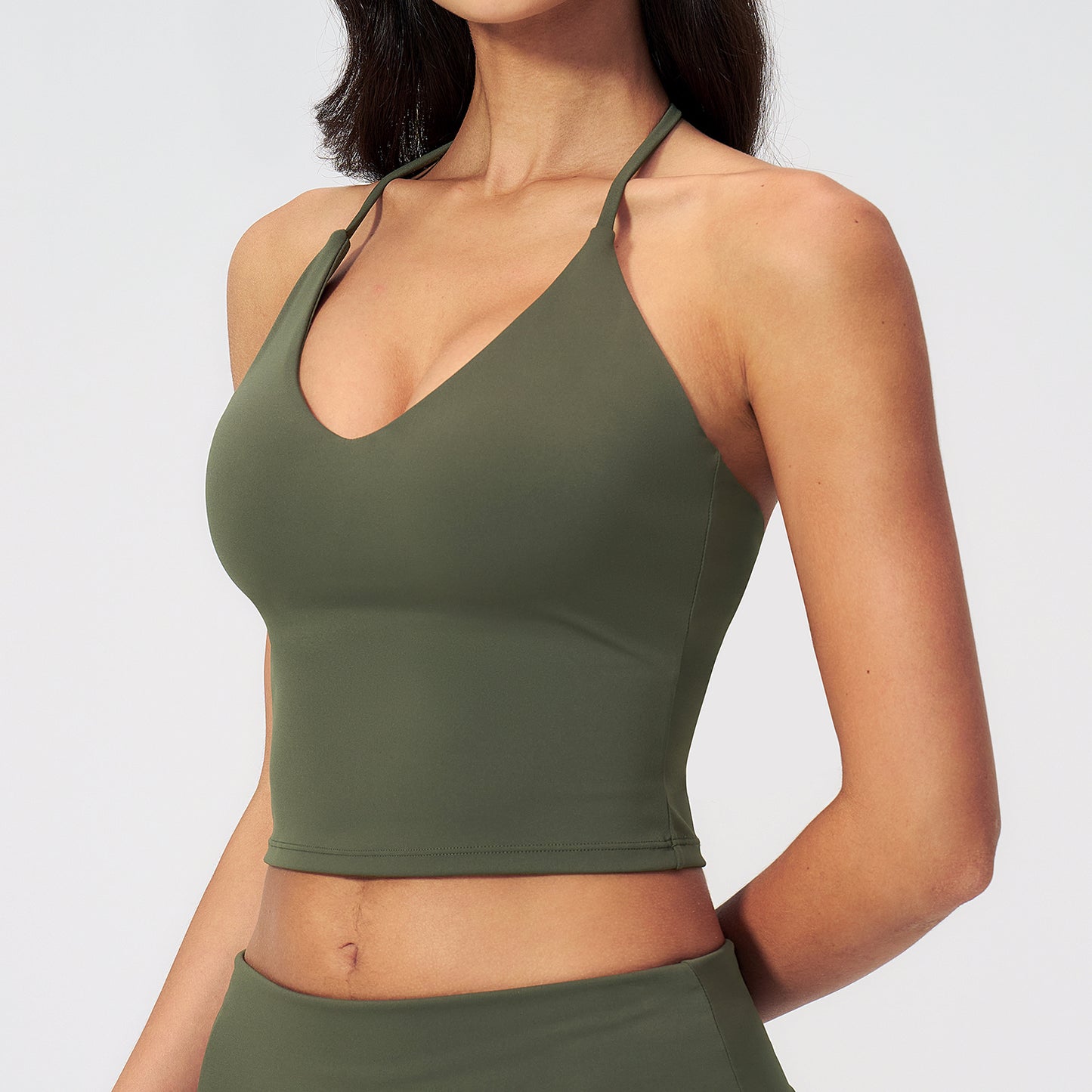 Padded V-Neck Halter Tank Top
