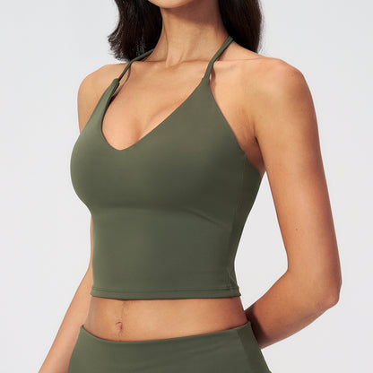 Padded V-Neck Halter Tank Top